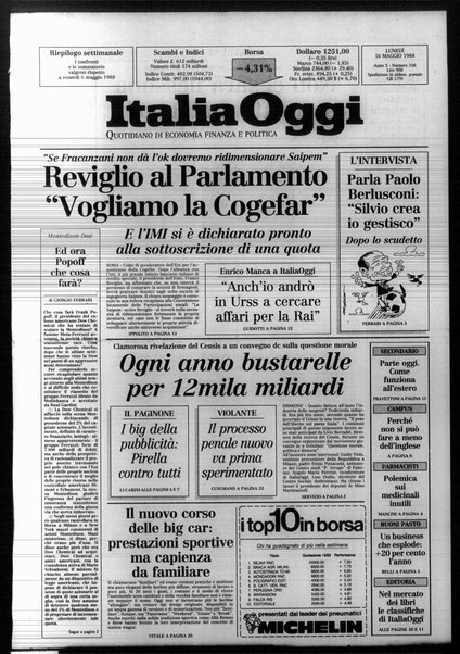 Italia oggi : quotidiano di economia finanza e politica